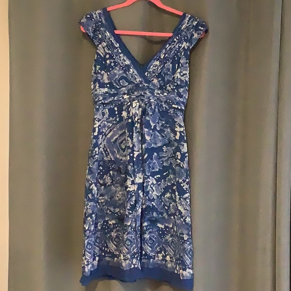 💥 Adriana Papell blue silk dress size 6